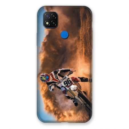 Coque Pour Xiaomi Redmi 9C Moto Cross Blanc