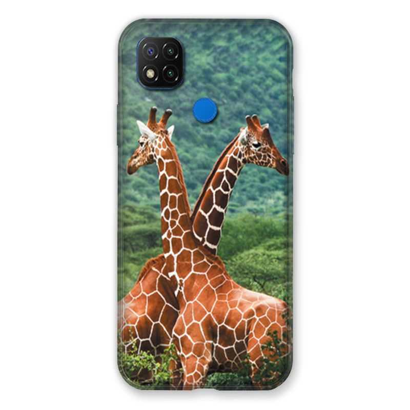 Coque Pour Xiaomi Redmi 9C Savane Girafe Duo