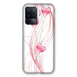 Coque Pour Oppo A94 5G Coeur Rose Montant sur Blanc