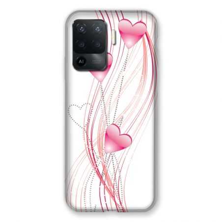Coque Pour Oppo A94 5G Coeur Rose Montant sur Blanc