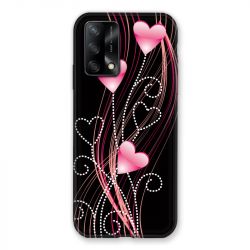 Coque Pour Oppo A54 5G / A74 5G Coeur Rose Montant sur Noir