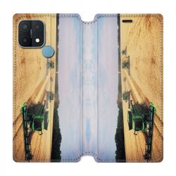 Housse Cuir Portefeuille Pour Oppo A15 Agriculture Moissonneuse
