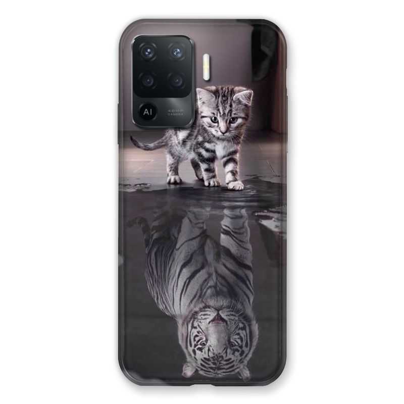 Coque Pour Oppo A94 5G Chat Reflet