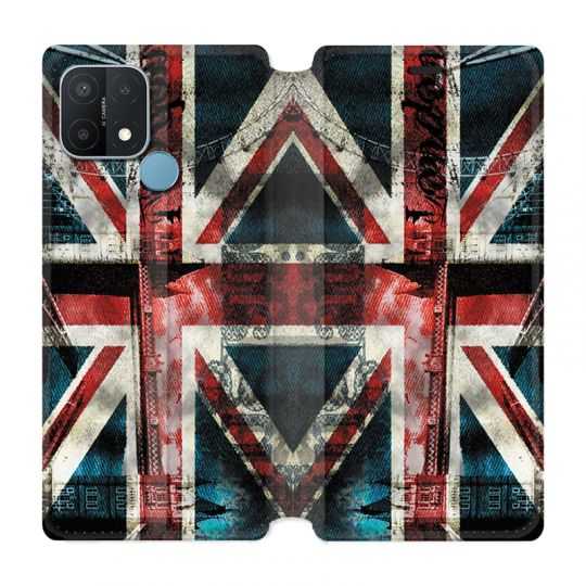 Housse Cuir Portefeuille Pour Oppo A15 Angleterre UK Jean's