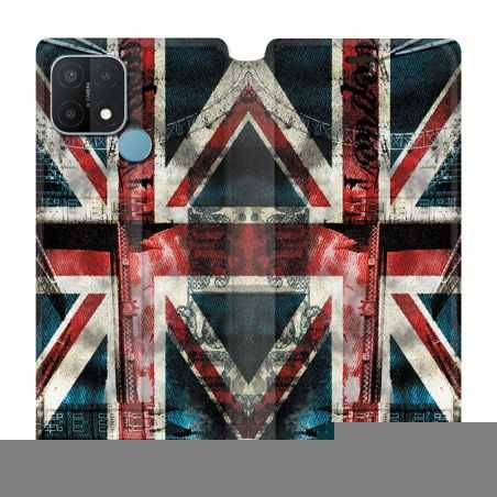 Housse Cuir Portefeuille Pour Oppo A15 Angleterre UK Jean's