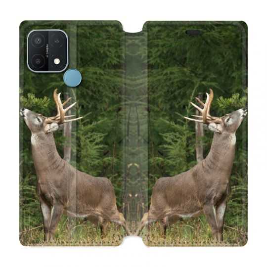 Housse Cuir Portefeuille Pour Oppo A15 Cerf