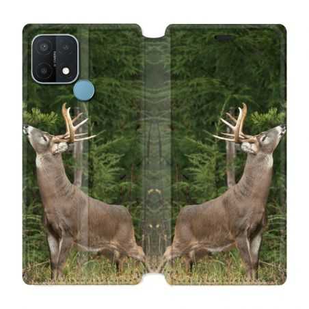 Housse Cuir Portefeuille Pour Oppo A15 Cerf