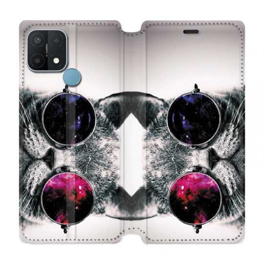 Housse Cuir Portefeuille Pour Oppo A15 Chat Fashion