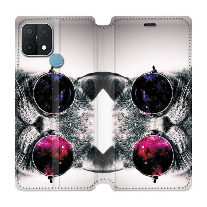 Housse Cuir Portefeuille Pour Oppo A15 Chat Fashion