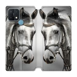 Housse Cuir Portefeuille Pour Oppo A15 Cheval Blanc