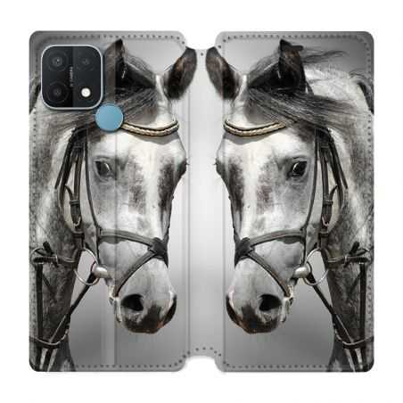 Housse Cuir Portefeuille Pour Oppo A15 Cheval Blanc