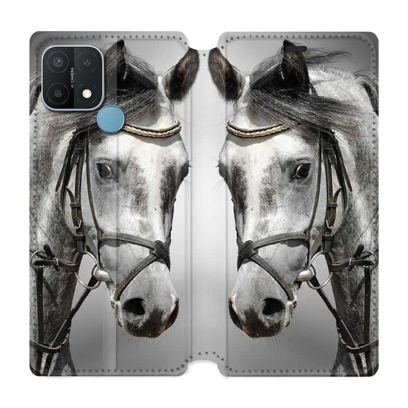 Housse Cuir Portefeuille Pour Oppo A15 Cheval Blanc