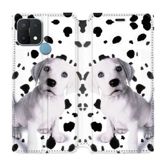 Housse Cuir Portefeuille Pour Oppo A15 Chien Dalmatien