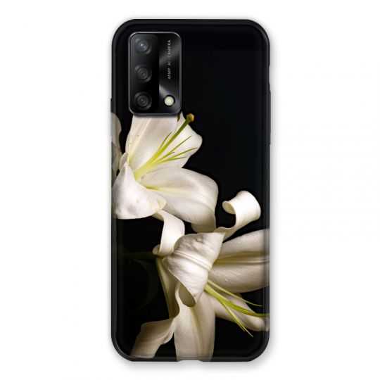 Coque Pour Oppo A54 5G / A74 5G Fleur Lys Noir