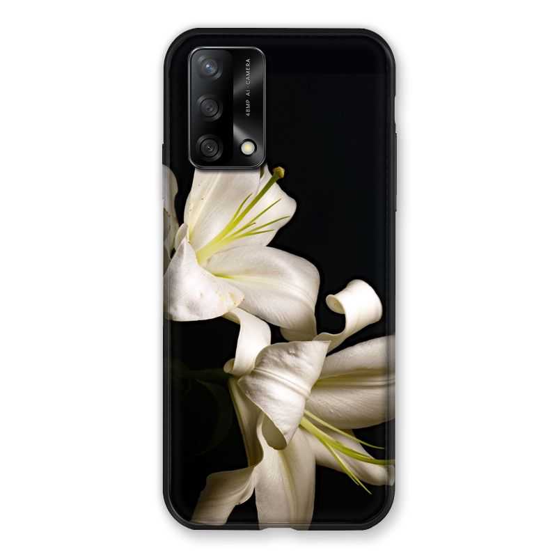 Coque Pour Oppo A54 5G / A74 5G Fleur Lys Noir