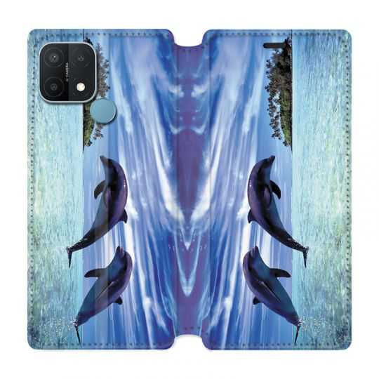 Housse Cuir Portefeuille Pour Oppo A15 Dauphin Ile
