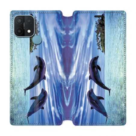 Housse Cuir Portefeuille Pour Oppo A15 Dauphin Ile