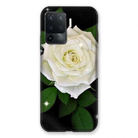 Coque Pour Oppo A94 5G Fleur Rose Blanche
