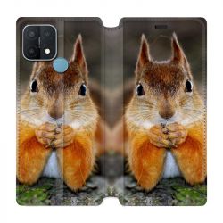 Housse Cuir Portefeuille Pour Oppo A15 Ecureuil Face