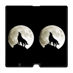 Housse Cuir Portefeuille Pour Oppo A15 Loup Noir
