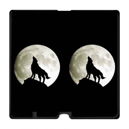 Housse Cuir Portefeuille Pour Oppo A15 Loup Noir