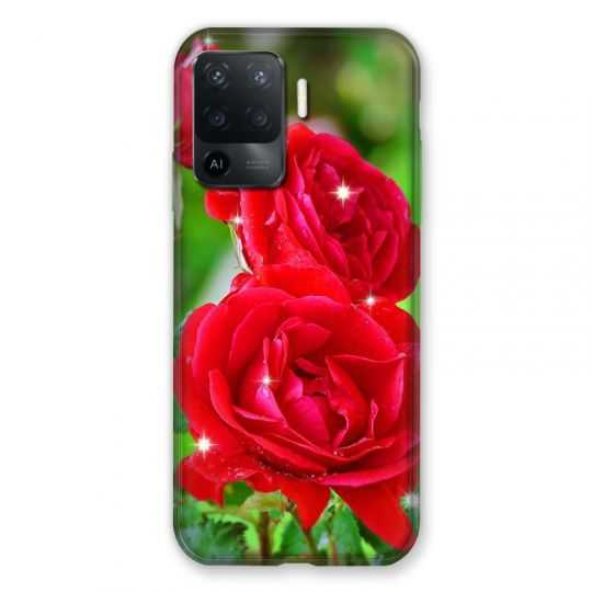 Coque Pour Oppo A94 5G Fleur Rose Rouge