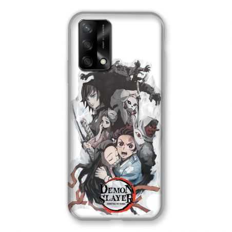 Coque Pour Oppo A54 5G / A74 5G Manga Demon Slayer Blanc