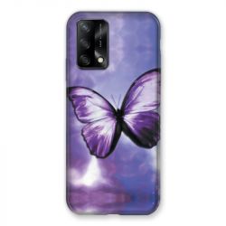 Coque Pour Oppo A54 5G / A74 5G Papillon Violet et Blanc