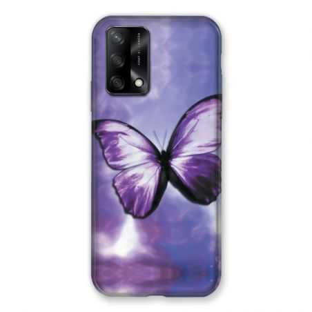 Coque Pour Oppo A54 5G / A74 5G Papillon Violet et Blanc