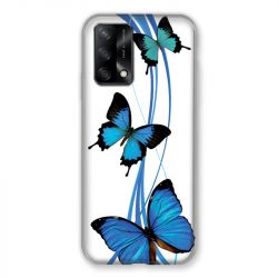 Coque Pour Oppo A54 5G / A74 5G Papillon bleu sur Blanc