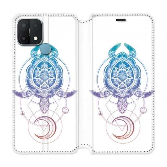 Housse Cuir Portefeuille Pour Oppo A15 Animaux Maori Tortue Color