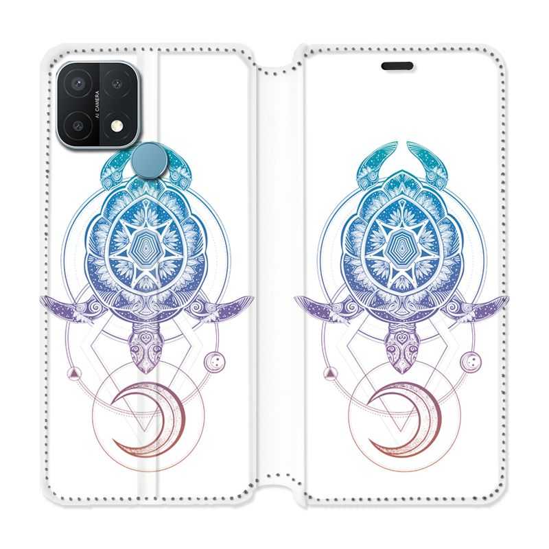 Housse Cuir Portefeuille Pour Oppo A15 Animaux Maori Tortue Color
