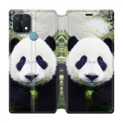 Housse Cuir Portefeuille Pour Oppo A15 Panda Color