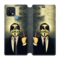 Housse Cuir Portefeuille Pour Oppo A15 Anonymous Doigt