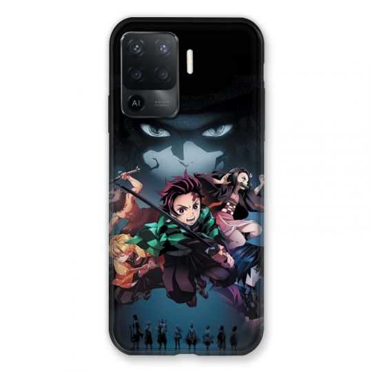 Coque Pour Oppo A94 5G Manga Demon Slayer Noir