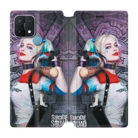 Housse Cuir Portefeuille Pour Oppo A15 Harley Quinn Batte