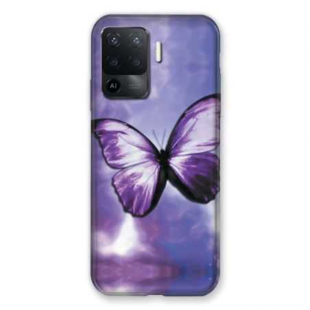 Coque Pour Oppo A94 5G Papillon Violet et Blanc