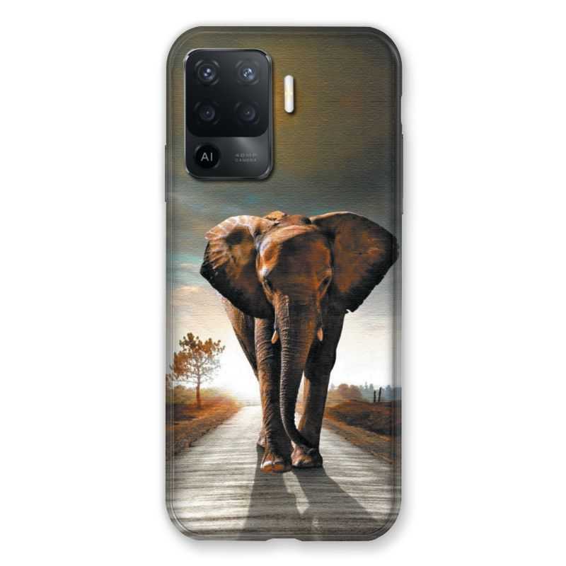Coque Pour Oppo A94 5G Savane Elephant Route