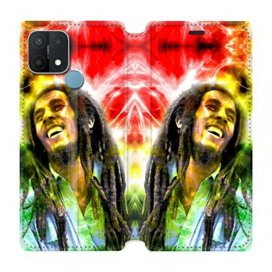 Housse Cuir Portefeuille Pour Oppo A15 Bob Marley Color