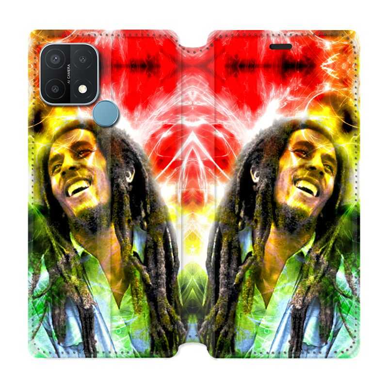 Housse Cuir Portefeuille Pour Oppo A15 Bob Marley Color