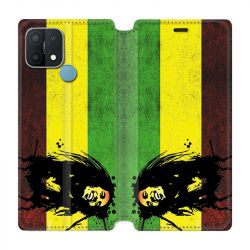 Housse Cuir Portefeuille Pour Oppo A15 Bob Marley Drapeau