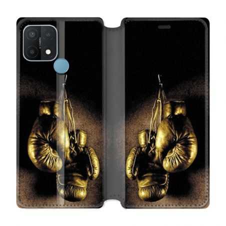 Housse Cuir Portefeuille Pour Oppo A15 Boxe Gant Vintage