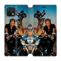 Housse Cuir Portefeuille Pour Oppo A15 Johnny Hallyday Moto