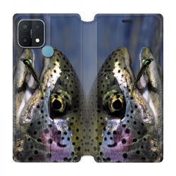 Housse Cuir Portefeuille Pour Oppo A15 Peche Truite