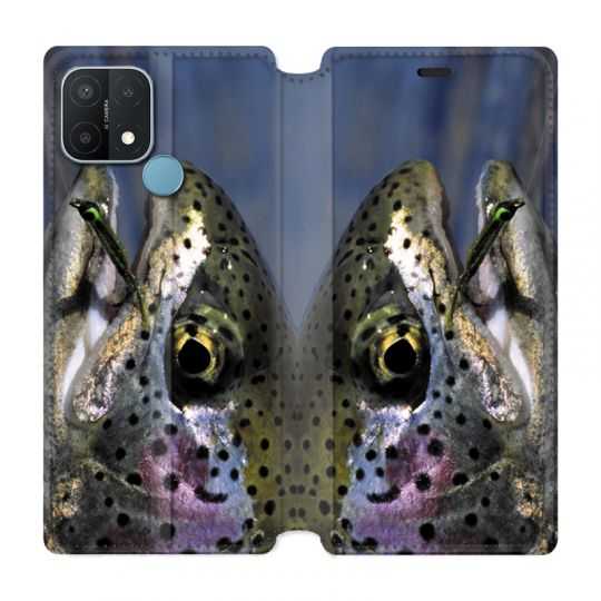 Housse Cuir Portefeuille Pour Oppo A15 Peche Truite