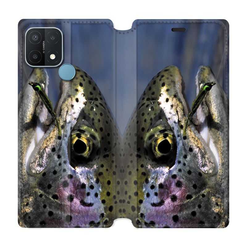 Housse Cuir Portefeuille Pour Oppo A15 Peche Truite