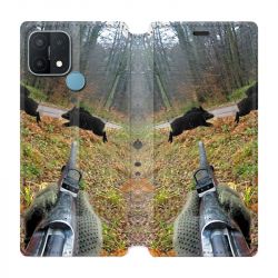 Housse Cuir Portefeuille Pour Oppo A15 Chasse Vision Tir