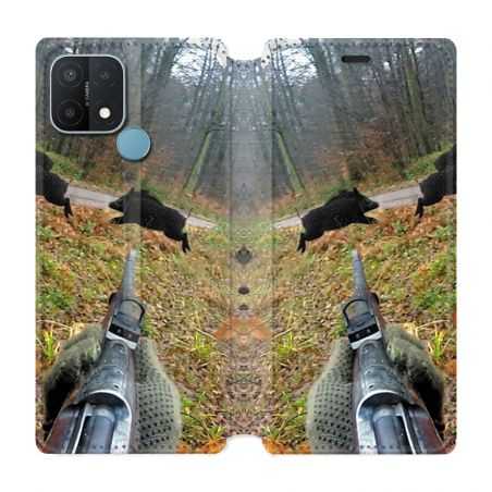 Housse Cuir Portefeuille Pour Oppo A15 Chasse Vision Tir