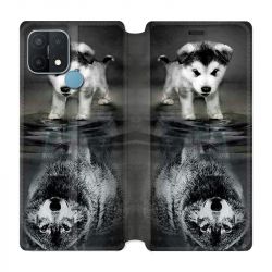 Housse Cuir Portefeuille Pour Oppo A15 Chien Reflet