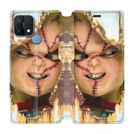 Housse Cuir Portefeuille Pour Oppo A15 Chucky Blanc